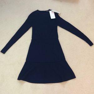 Navy blue long sleeve knit dress
